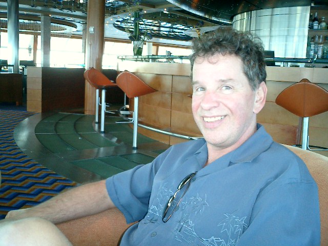 Steve relaxing in the disco during the day. Click to display the image.