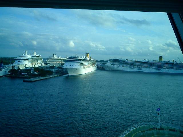 All the ships in port in Ft Lauderdale during sail away. Click to display the image.