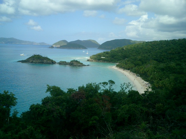 The lovely beach in St. John, where it didn't rain. Click to display the image.
