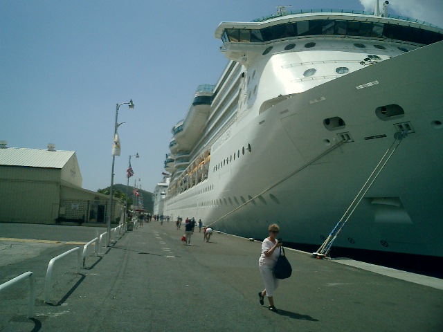 Ships lined up in St. John's. Click to display the image.