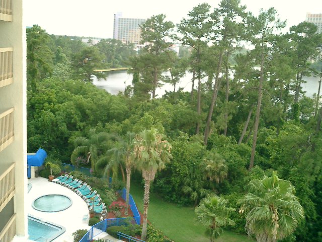 looking down from our room at the pool