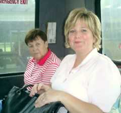 Karen and her mom on the bus. Click to display the image.