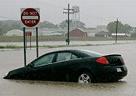 Flooded car in Edinburgh.